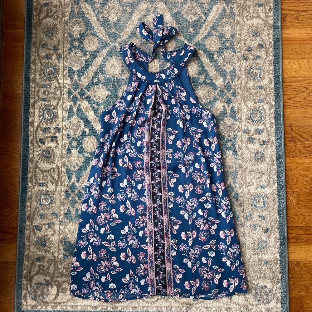 Francesca’s Blue Floral Halter Top Dress